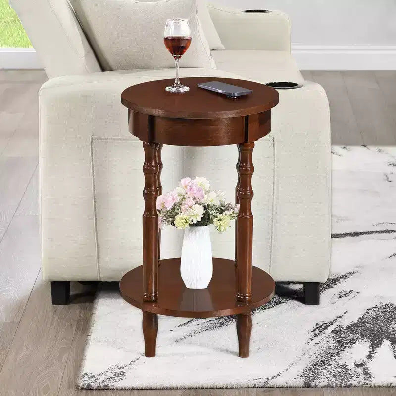 Table d'appoint ovale Brandi avec étagère par Breighton Home Classic Accents, finition espresso