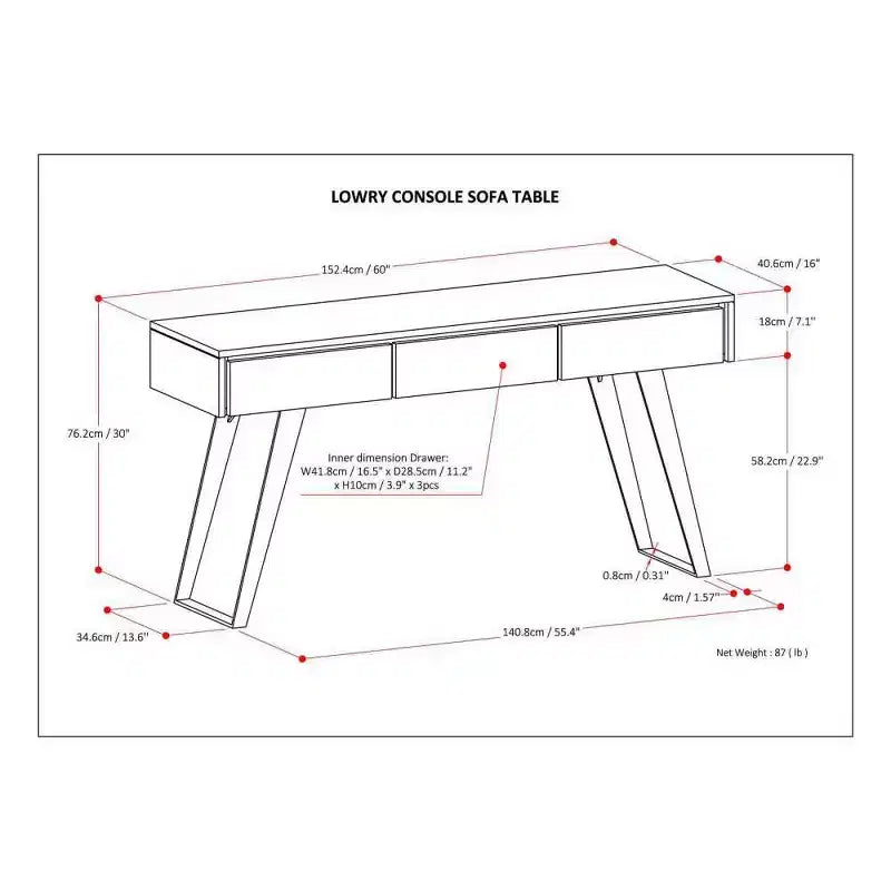 WyndenHall Mitchell Console Sofa Table Naturel