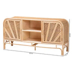 bali & pari Carabella Meuble de rangement 2 portes en rotin naturel Naturel : Étagères fixes, aucun assemblage requis