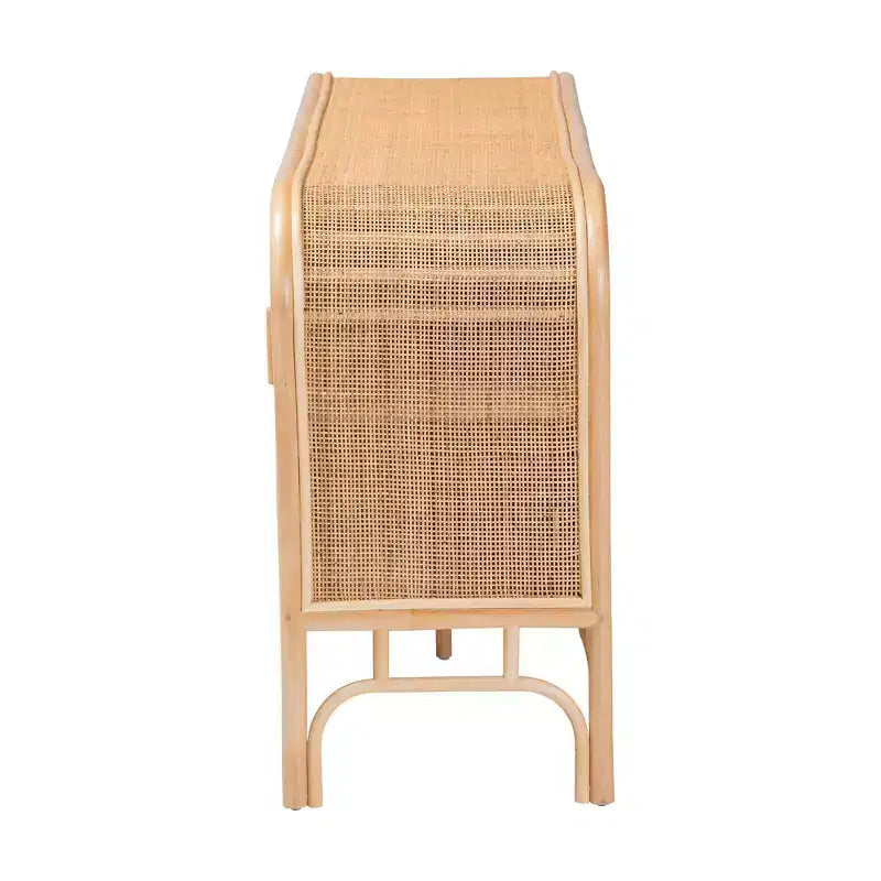 bali & pari Carabella Meuble de rangement 2 portes en rotin naturel Naturel : Étagères fixes, aucun assemblage requis