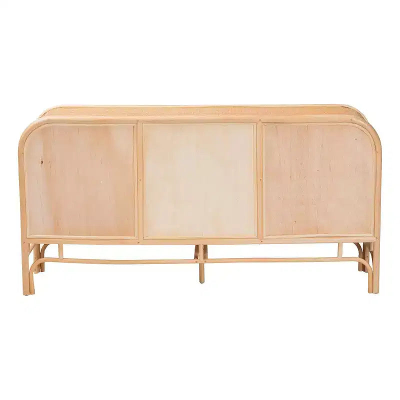 bali & pari Carabella Meuble de rangement 2 portes en rotin naturel Naturel : Étagères fixes, aucun assemblage requis