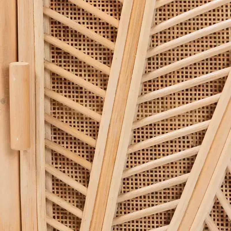 bali & pari Carabella Meuble de rangement 2 portes en rotin naturel Naturel : Étagères fixes, aucun assemblage requis