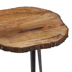 Olivia & May Table d'appoint rustique en bois de manguier marron : aucun assemblage requis, pieds évasés, cadre en bois