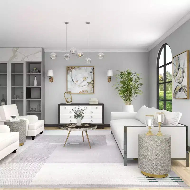 Table d'appoint contemporaine en nacre grise - Olivia & May