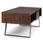 Table basse Mitchell : Industrielle urbaine, métal et bois massif, tiroir de rangement - WyndenHall