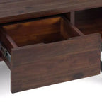 Table basse Mitchell : Industrielle urbaine, métal et bois massif, tiroir de rangement - WyndenHall