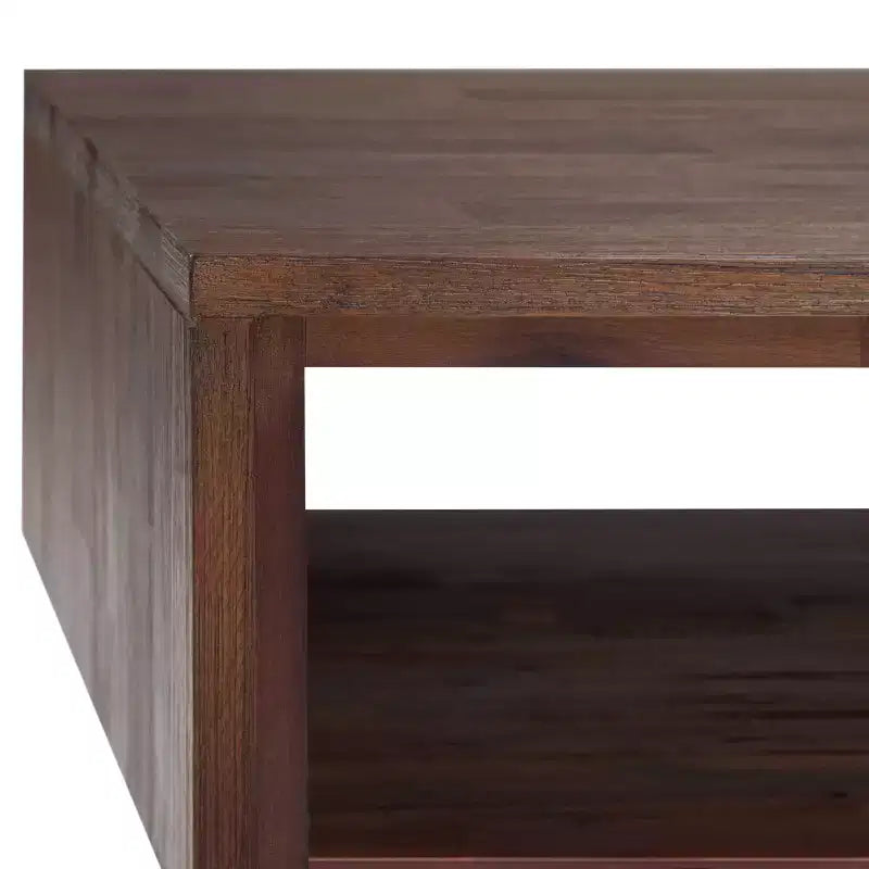 Table basse Mitchell : Industrielle urbaine, métal et bois massif, tiroir de rangement - WyndenHall