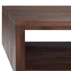 Table basse Mitchell : Industrielle urbaine, métal et bois massif, tiroir de rangement - WyndenHall