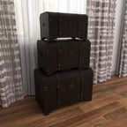 Lot de 3 Malles Traditionnelles en Bois Marron - Olivia & May : Finition Vieillie, Aucun Assemblage Requis, Rangement Décoratif