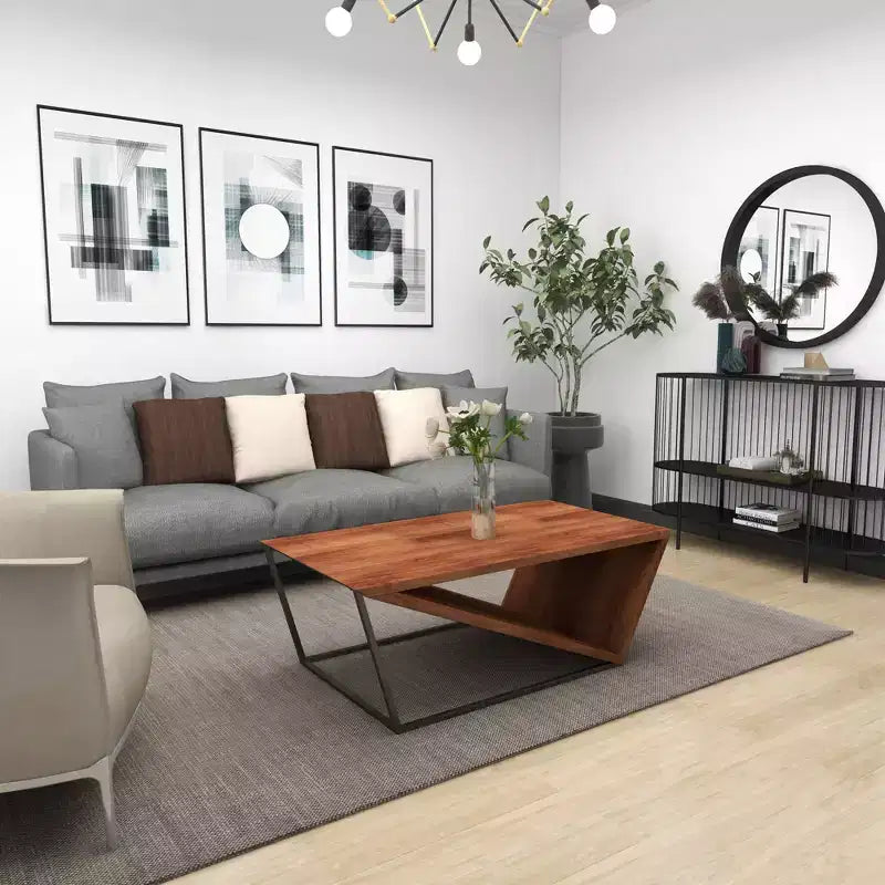 Table basse triangulaire moderne marron - Olivia & May