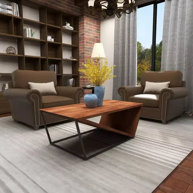 Table basse triangulaire moderne marron - Olivia & May
