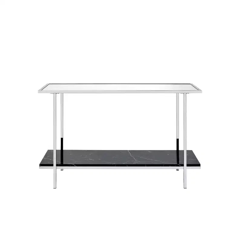 Console Angwin – Imitation marbre/chrome – Acme Furniture : Élégant mobilier de salon avec étagère fixe