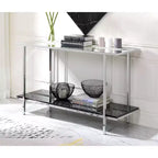 Console Angwin – Imitation marbre/chrome – Acme Furniture : Élégant mobilier de salon avec étagère fixe