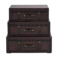 Olivia & May Traditional Faux Leather and Wood Chest Brown: Elegant Divided Storage, No Assembly Required
