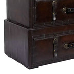 Olivia & May Coffre traditionnel en similicuir et bois marron : Rangement élégant à compartiments, aucun assemblage requis