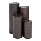 Set of 4 Industrial Metal Pedestal Tables Brown - Olivia & May: No Assembly, Textured Finish