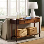 Console en bois de placage noyer avec deux tiroirs Nephi – Threshold™ conçue avec Studio McGee