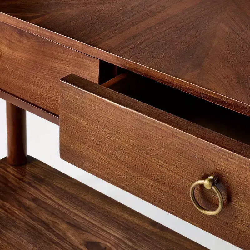 Console en bois de placage noyer avec deux tiroirs Nephi – Threshold™ conçue avec Studio McGee