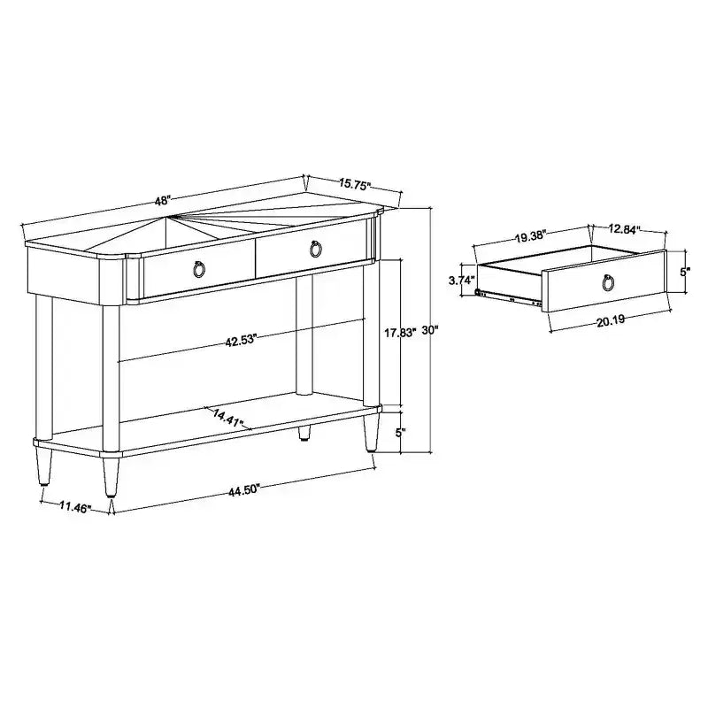 Console en bois de placage noyer avec deux tiroirs Nephi – Threshold™ conçue avec Studio McGee