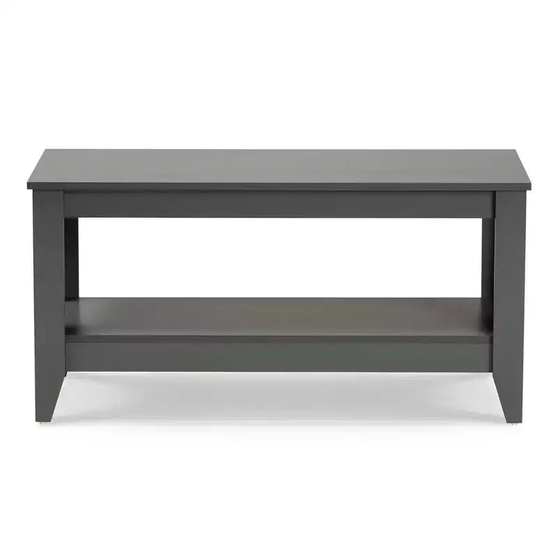 Table basse Elada Wood : tablette inférieure de rangement, pieds fuselés, salon moderne - Baxton Studio