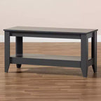 Table basse Elada Wood : tablette inférieure de rangement, pieds fuselés, salon moderne - Baxton Studio
