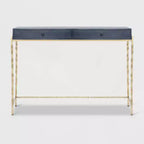 Console de salon moderne Jolie Bleu Marine/Or - Adore Decor : Design chic à 2 tiroirs, finition brillante, cadre en métal