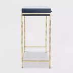 Console de salon moderne Jolie Bleu Marine/Or - Adore Decor : Design chic à 2 tiroirs, finition brillante, cadre en métal