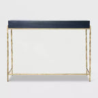 Console de salon moderne Jolie Bleu Marine/Or - Adore Decor : Design chic à 2 tiroirs, finition brillante, cadre en métal