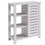 Armoire de rangement d'appoint Bednar blanc chêne 24h/24 et 7j/7 Shop At Home : Design moderne de ferme, portes à volets, 6 étagères