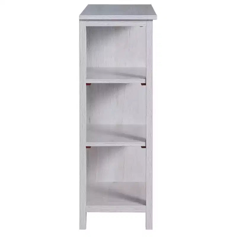 Armoire de rangement d'appoint Bednar blanc chêne 24h/24 et 7j/7 Shop At Home : Design moderne de ferme, portes à volets, 6 étagères