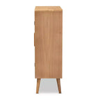 Alina Wood and Rattan 2 Door Accent Storage Cabinet Oak - Baxton Studio : Style bohème, Étagères fixes, Aucun assemblage requis