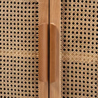 Alina Wood and Rattan 2 Door Accent Storage Cabinet Oak - Baxton Studio : Style bohème, Étagères fixes, Aucun assemblage requis