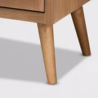 Alina Wood and Rattan 2 Door Accent Storage Cabinet Oak - Baxton Studio : Style bohème, Étagères fixes, Aucun assemblage requis