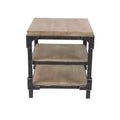 Olivia & May Industrial 3 Tier Side Table Brown: Sturdy Wood Frame, Fixed Shelves, Square Shape