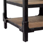Olivia & May Table d'appoint industrielle à 3 niveaux marron : cadre en bois robuste, étagères fixes, forme carrée