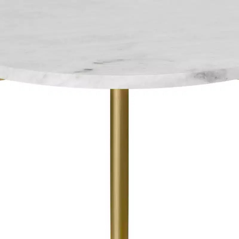 Table d'appoint ronde Fleetwood en marbre et bois Blanc/Naturel - WyndenHall