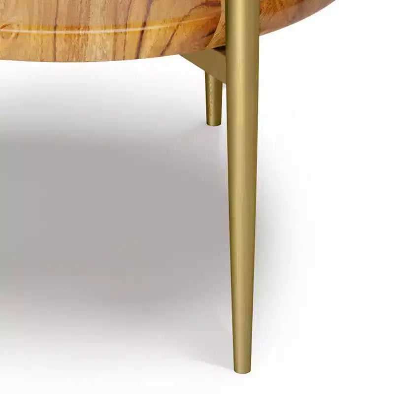 Table d'appoint ronde Fleetwood en marbre et bois Blanc/Naturel - WyndenHall