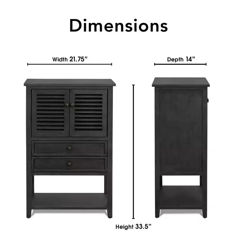 Meuble bas Elmhurst gris foncé - Finch : Style traditionnel, quincaillerie en bronze, cadre en bois, 2 portes, 2 tiroirs