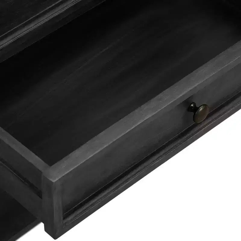 Meuble bas Elmhurst gris foncé - Finch : Style traditionnel, quincaillerie en bronze, cadre en bois, 2 portes, 2 tiroirs