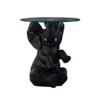 Table d'appoint Elwyn avec plateau en verre et base en résine gris foncé - Powell