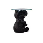 Table d'appoint Elwyn avec plateau en verre et base en résine gris foncé - Powell