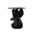 Table d'appoint Elwyn avec plateau en verre et base en résine gris foncé - Powell
