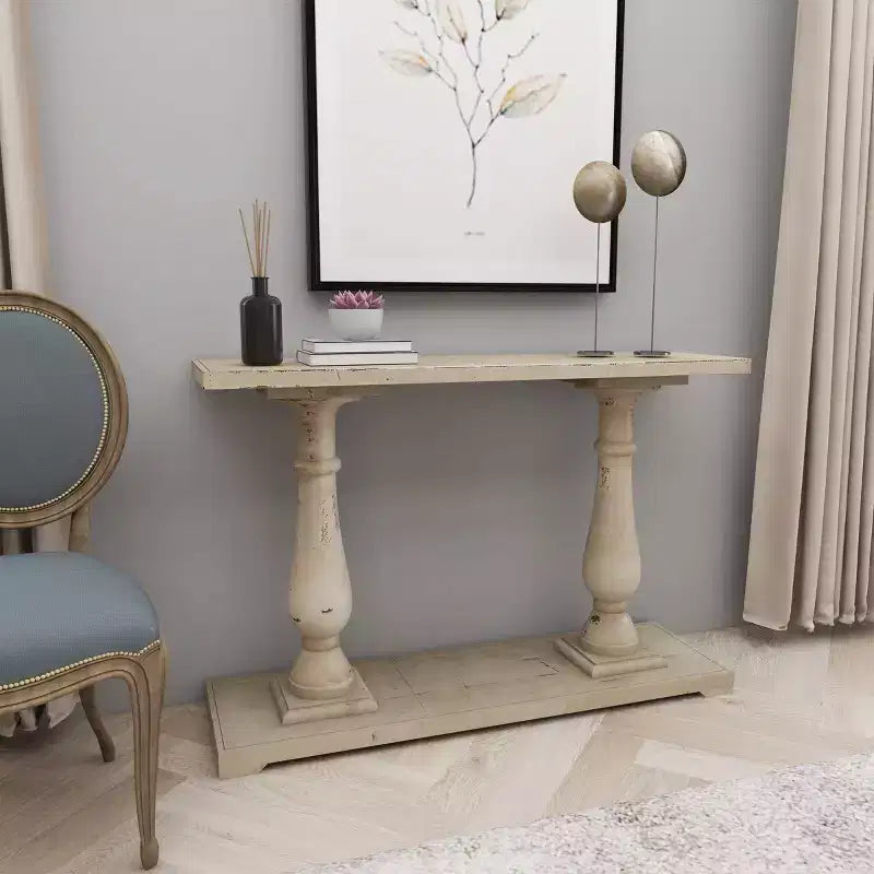 Console en bois blanc antique - Olivia & May