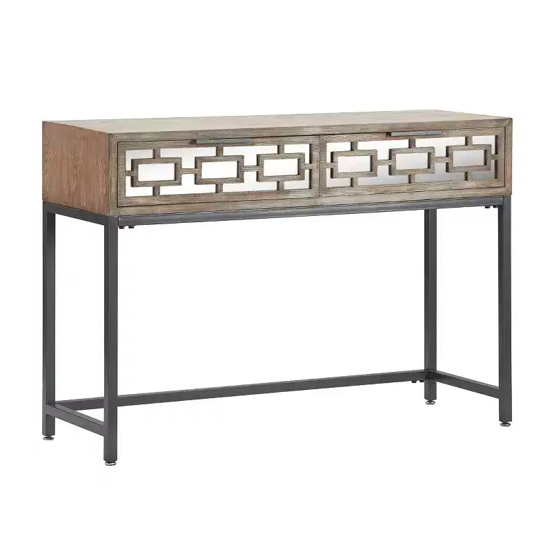 Hayworth Table Console Miroir Grise - Finch : Rangement Moderne avec Tiroirs, Finition Antique