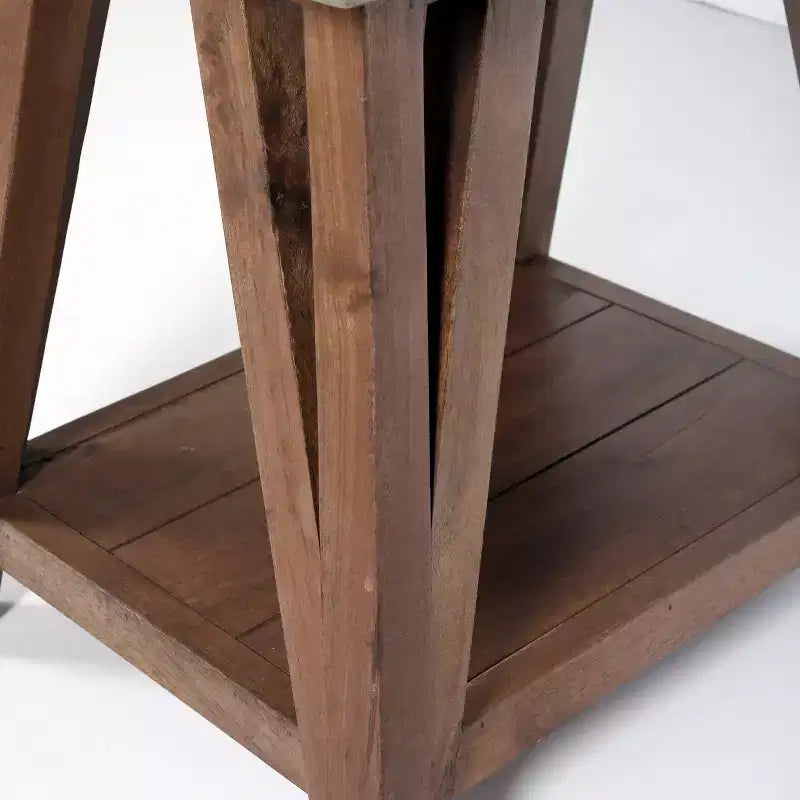 Table d'appoint Brookside Plateau en béton et bois Gris clair/Marron - Meubles Alaterre : Milieu de siècle moderne, Carrée, Étagère fixe