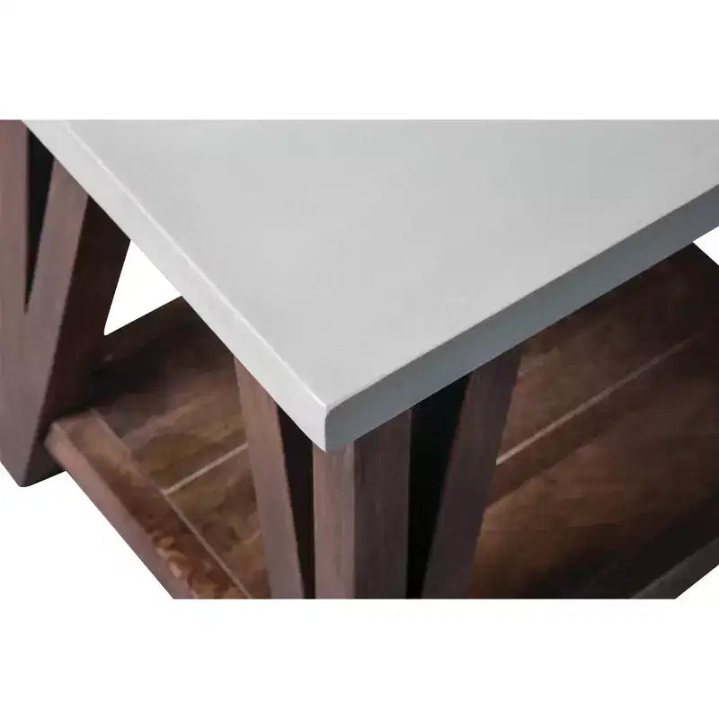 Table d'appoint Brookside Plateau en béton et bois Gris clair/Marron - Meubles Alaterre : Milieu de siècle moderne, Carrée, Étagère fixe