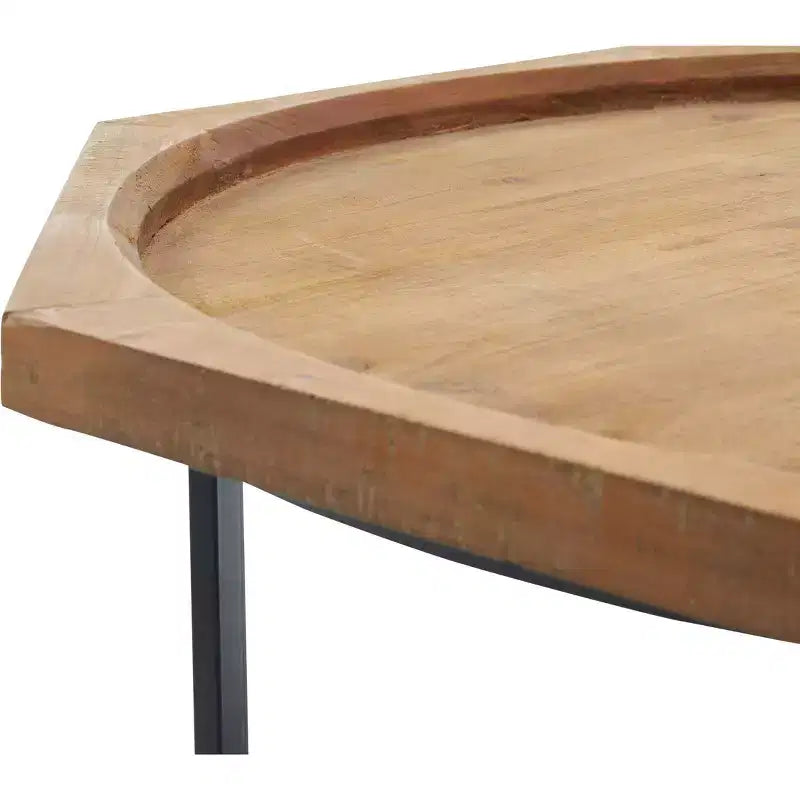 Table basse Grayson beige clair - Finch : Moderne rustique, compacte, piètement noir mat
