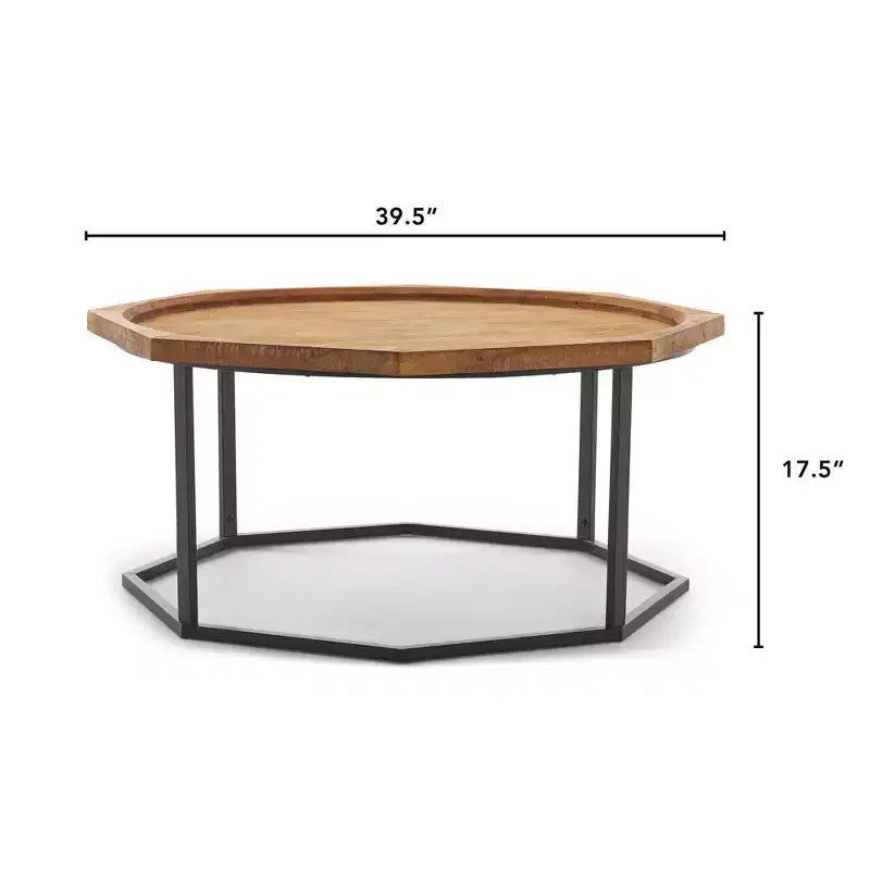 Table basse Grayson beige clair - Finch : Moderne rustique, compacte, piètement noir mat