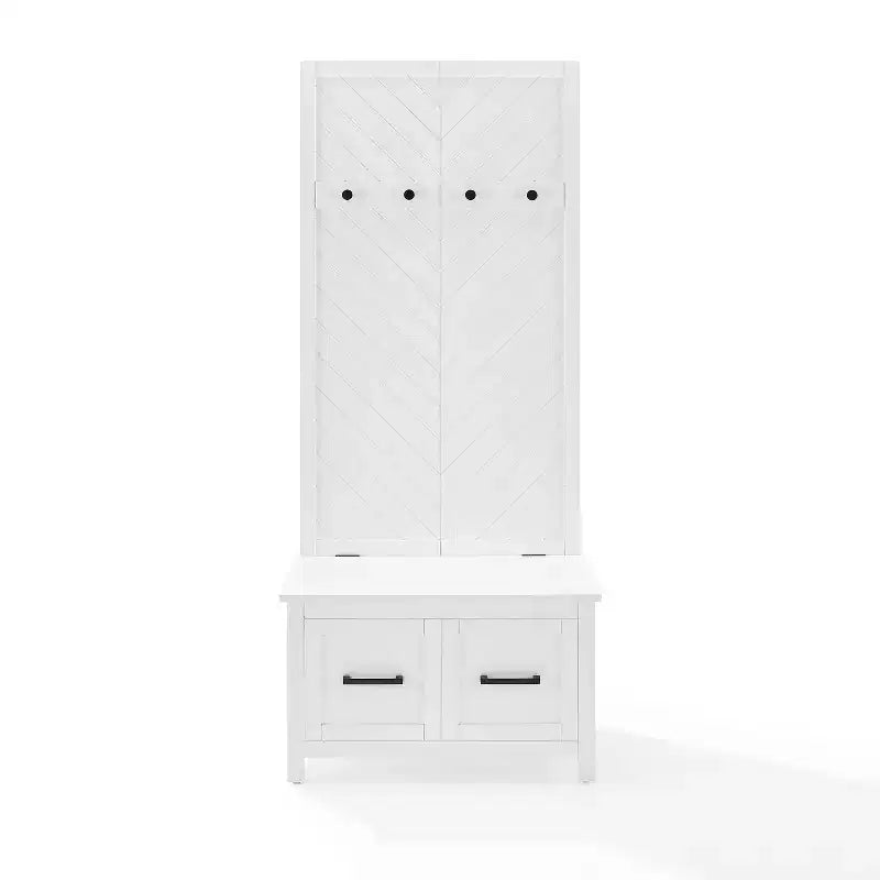 Arbre de hall Kayce blanc - Crosley : Solution de rangement pour vestiaire, Organisateur d'entrée avec 4 crochets, Finition en placage