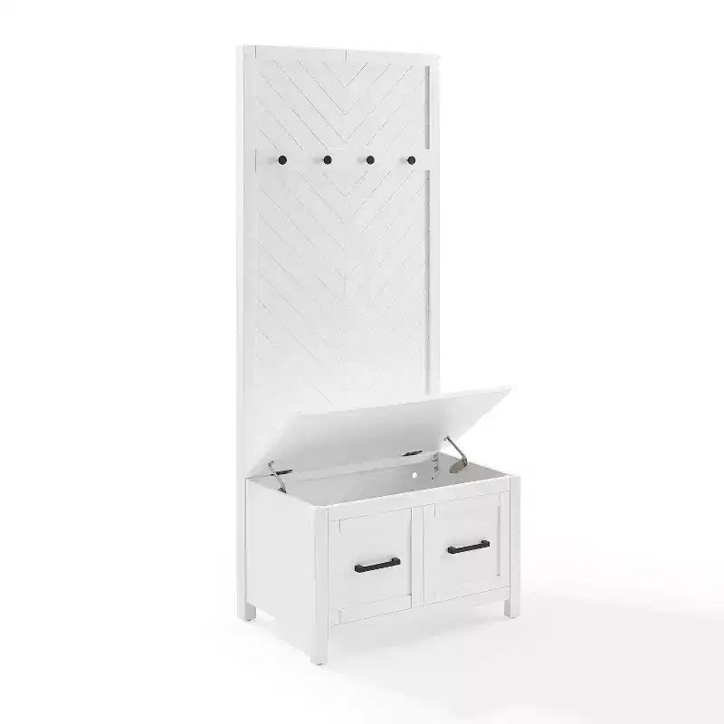 Arbre de hall Kayce blanc - Crosley : Solution de rangement pour vestiaire, Organisateur d'entrée avec 4 crochets, Finition en placage